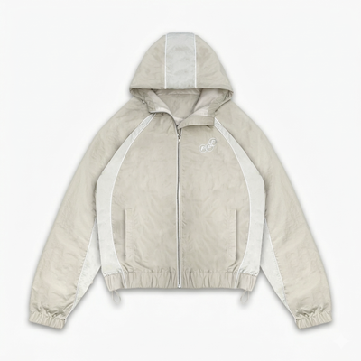 Frost Clothing Marty Windbreaker Washed Sand Bone | 130GSM Crinkle Nylon Boxy Cropped Fit | Shower Proof Streetwear UK