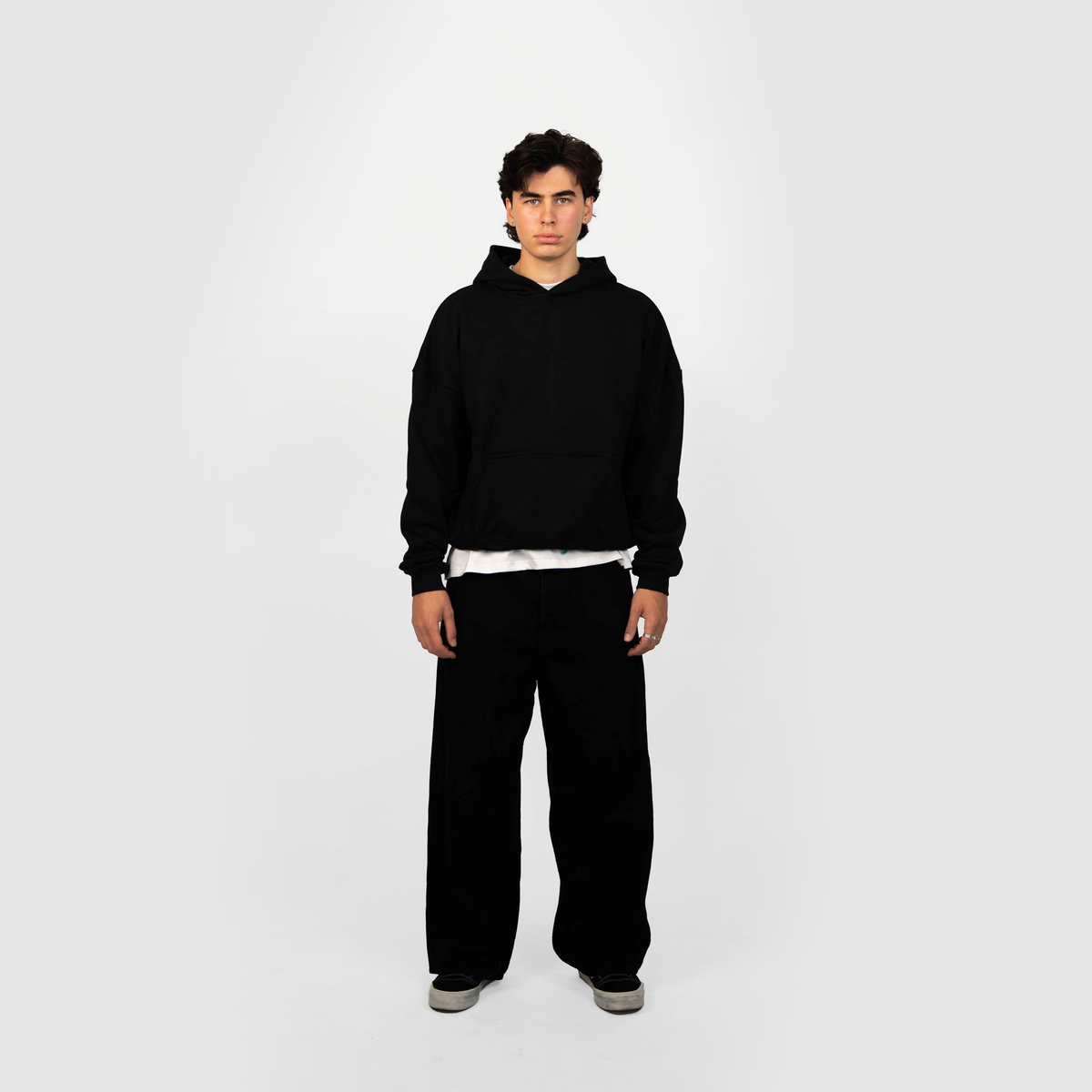 Frost Clothing Blank Heavyweight Hoodie Jet Black | 500GSM Boxy Oversized Pullover | UK Streetwear