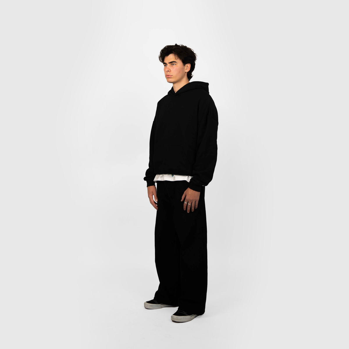 Frost Clothing Blank Heavyweight Hoodie Jet Black | 500GSM Boxy Oversized Pullover | UK Streetwear