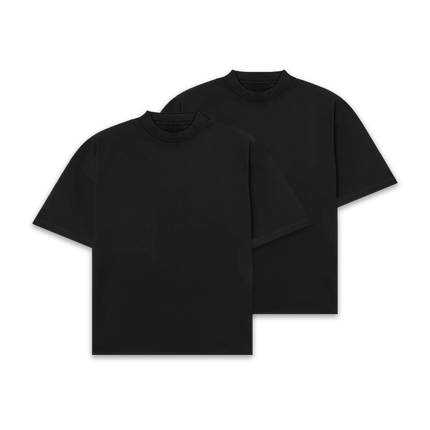 Frost Clothing 100% Cotton, 305GSM, Blank Black Boxy Streetwear Tee (2-Pack)