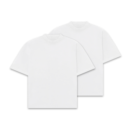 Frost Clothing 100% Cotton, 305GSM, Blank White Boxy Streetwear Tee (2-Pack)