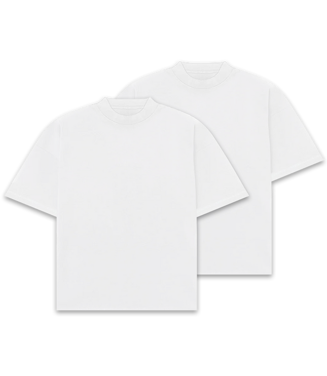 Frost Clothing 100% Cotton, 305GSM, Blank White Boxy Streetwear Tee (2-Pack)