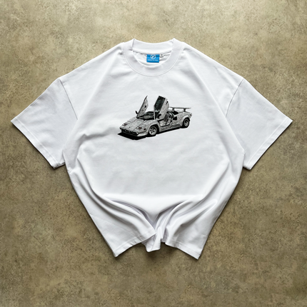 Frost Clothing Lamborghini Countach White Oversized Boxy Streetwear 300GSM Graphic T-Shirt 