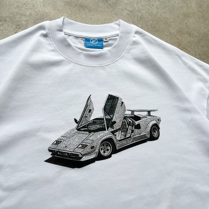 Frost Clothing Lamborghini Countach White Oversized Boxy Streetwear 300GSM Graphic T-Shirt 