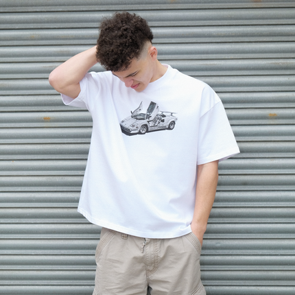 Frost Clothing Motor Club White Oversized Boxy Streetwear 300GSM Graphic T-Shirt 