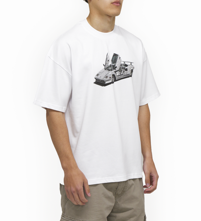 Frost Clothing Lamborghini Countach White Oversized Boxy Streetwear 300GSM Graphic T-Shirt 