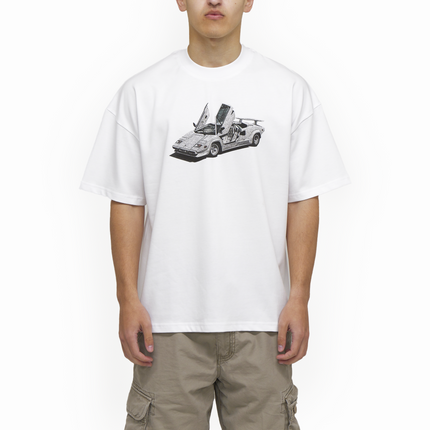 Frost Clothing Lamborghini Countach White Oversized Boxy Streetwear 300GSM Graphic T-Shirt 