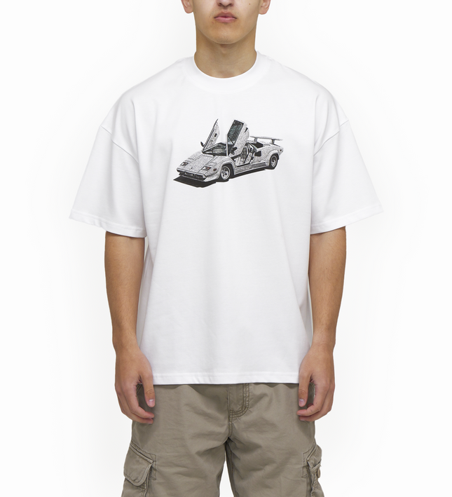 Frost Clothing Lamborghini Countach White Oversized Boxy Streetwear 300GSM Graphic T-Shirt 