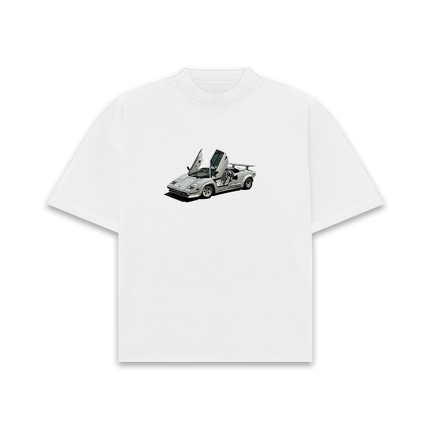 Frost Clothing Lamborghini Countach White Oversized Boxy Streetwear 300GSM Graphic T-Shirt 