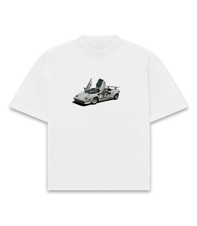 Frost Clothing Lamborghini Countach White Oversized Boxy Streetwear 300GSM Graphic T-Shirt 