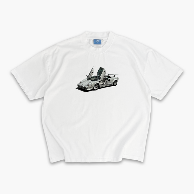 Frost Clothing Lamborghini Countach White Oversized Boxy Streetwear 300GSM Graphic T-Shirt 