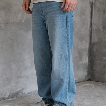 Frost Clothing 14oz Baggy Streetwear, Straight Fit, Light Wash Denim Jeans. Frost Dual Denim.