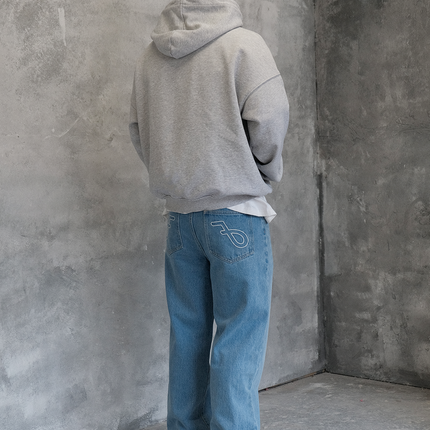Frost Clothing 14oz Baggy Streetwear, Straight Fit, Light Wash Denim Jeans. Frost Dual Denim.