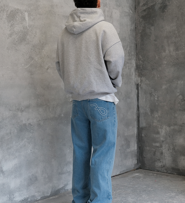 Frost Clothing 14oz Baggy Streetwear, Straight Fit, Light Wash Denim Jeans. Frost Dual Denim.