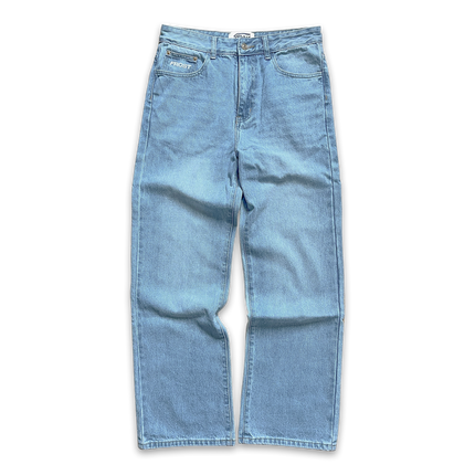 Frost Clothing 14oz Baggy Streetwear, Straight Fit, Light Wash Denim Jeans. Frost Dual Denim.