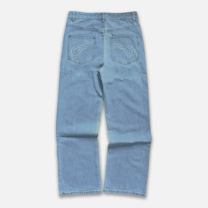 Frost Clothing 14oz Baggy Streetwear, Straight Fit, Light Wash Denim Jeans. Frost Dual Denim.