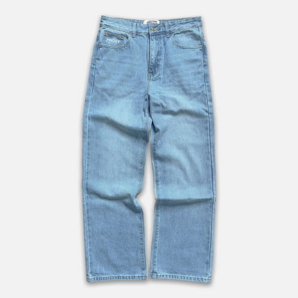 Frost Clothing 14oz Baggy Streetwear, Straight Fit, Light Wash Denim Jeans. Frost Dual Denim.