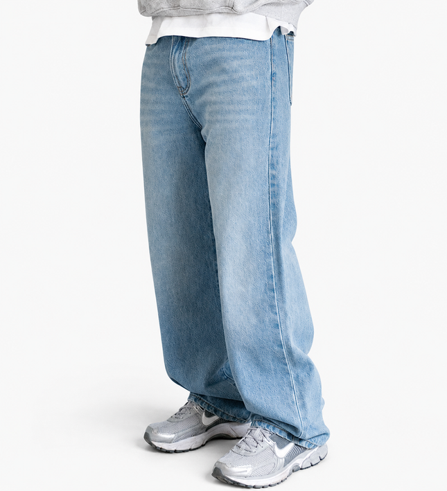 Frost Clothing Dual Denim Jeans Faded Light Blue Vintage Wash | 14oz Relaxed Fit | Embroidered Streetwear UK