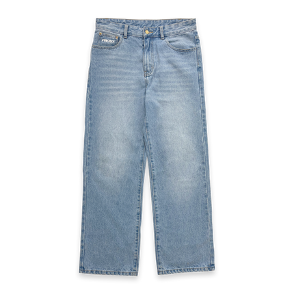 Frost Clothing 14oz Baggy Streetwear, Straight Fit, Light Wash Denim Jeans. Frost Dual Denim.