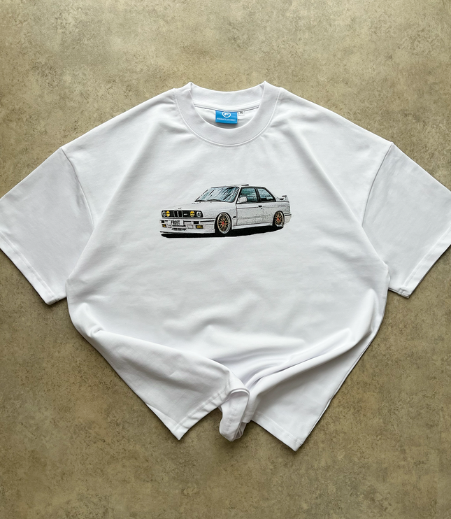 Frost Clothing BMW E30 White Oversized Boxy Streetwear 300GSM Graphic T-Shirt 