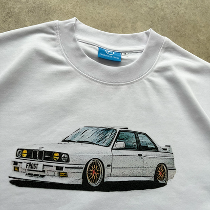 Frost Clothing BMW E30 White Oversized Boxy Streetwear 300GSM Graphic T-Shirt 