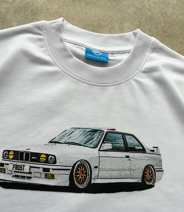 Frost Clothing BMW E30 White Oversized Boxy Streetwear 300GSM Graphic T-Shirt 