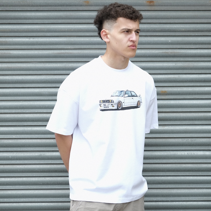 Frost Clothing BMW E30 White Oversized Boxy Streetwear 300GSM Graphic T-Shirt 