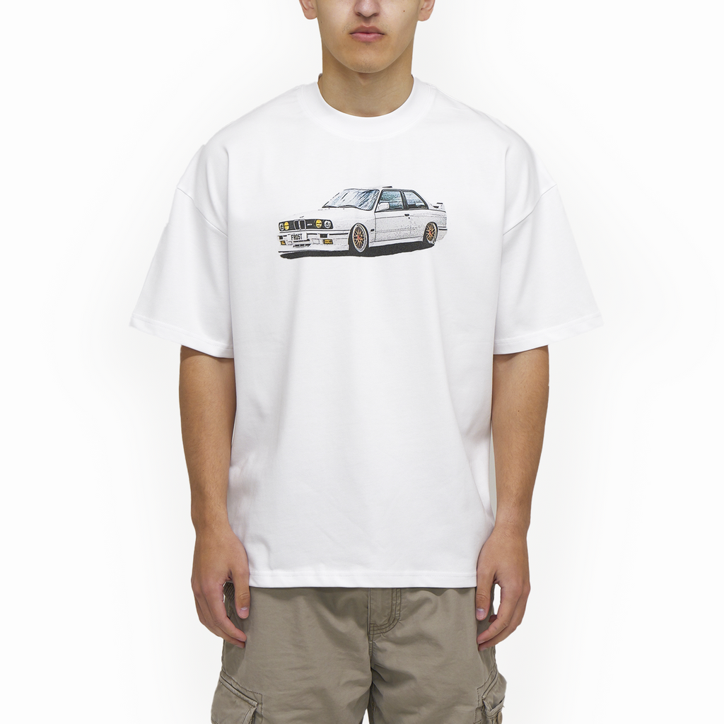 Frost Clothing BMW E30 Graphic T-Shirt White | 300GSM Heavyweight Boxy Fit | UK Streetwear