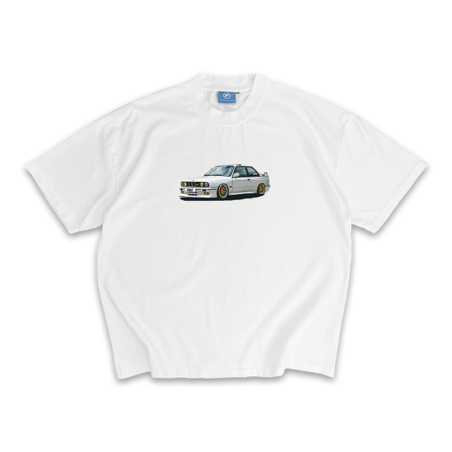 Frost Clothing BMW E30 White Oversized Boxy Streetwear 300GSM Graphic T-Shirt 