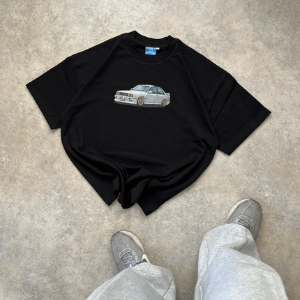 Frost Clothing BMW E30 Graphic T-Shirt Jet Black | 305GSM Heavyweight Boxy Fit | UK Streetwear