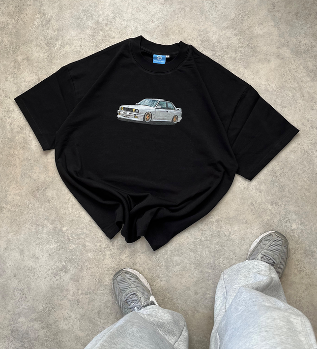 Frost Clothing BMW E30 Graphic T-Shirt Jet Black | 305GSM Heavyweight Boxy Fit | UK Streetwear