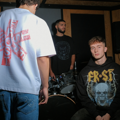 FROST Clothing oversized graphic tee inspired by vintage rock band merch. Fall Winter 25 collection titled 'ROCKSTAR'.