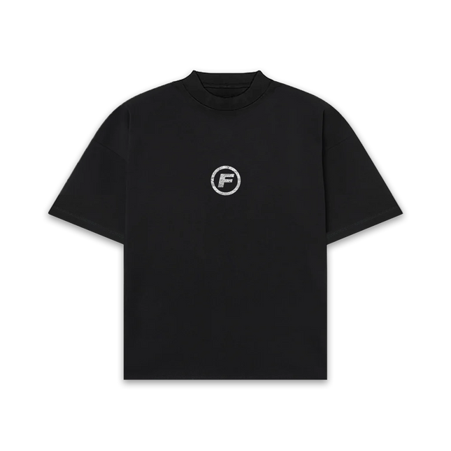 Frost Clothing 100% Cotton, 305GSM, Black Distressed Logo Boxy Streetwear Tee