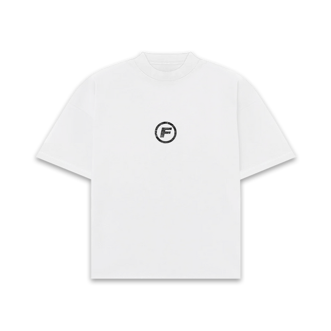 Frost Clothing 100% Cotton, 305GSM, White Distressed Logo Boxy Streetwear Tee