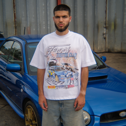 Frost Clothing Motor Club White Oversized Boxy Streetwear 300GSM Graphic T-Shirt 