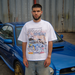 FROST clothing motor club drop. A collection of 300GSM 100% cotton oversized graphic t-shirts inspired by racing culture.