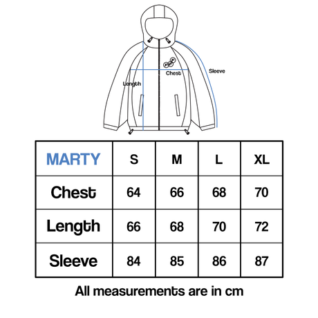 Frost clothing Grey and Green Marty Supreme Windbreaker. Made of crinkle nylon with waterproof properties. Size Guide.