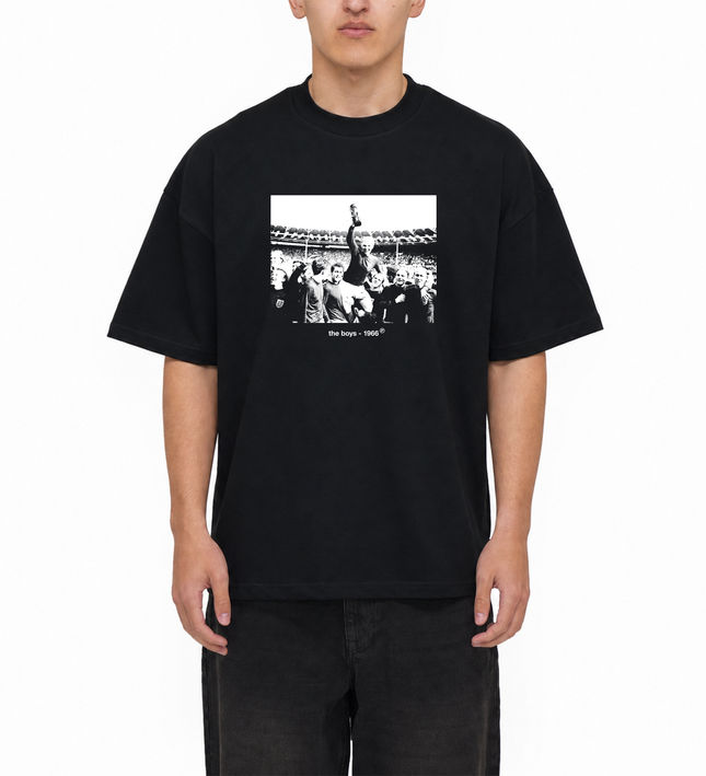 Heavyweight 100% Cotton Boxy Oversized Luxury England Black T-Shirt 
Graphic Tee with FROST England 1966 World Cup Winners Design| England Football World Cup 2026