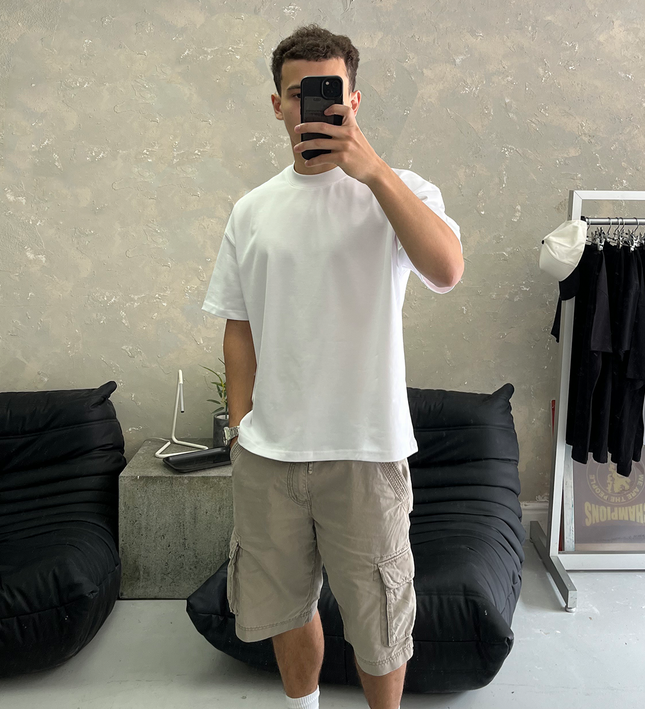 Frost Clothing 100% Cotton, 305GSM, Blank White Boxy Streetwear Tee