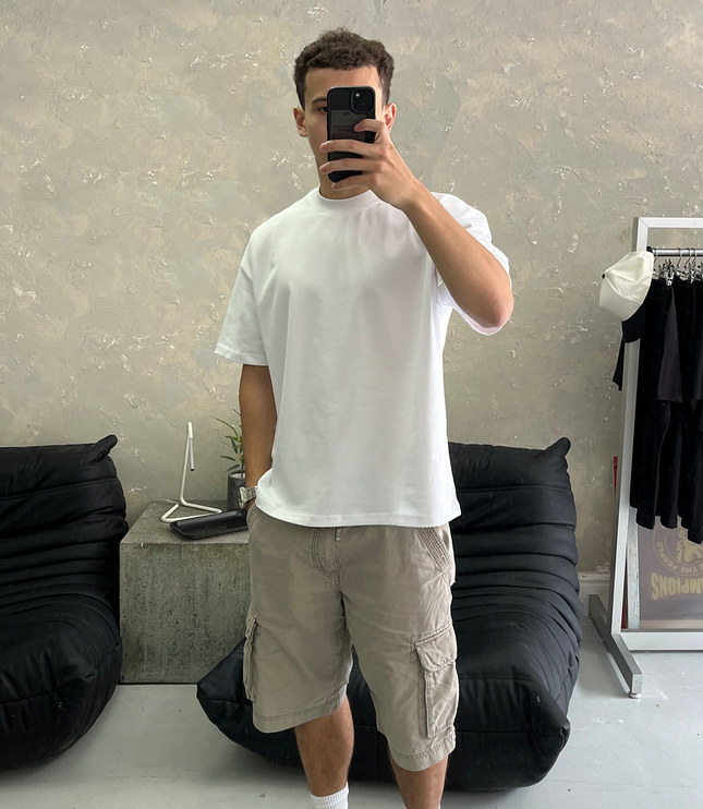 Frost Clothing 100% Cotton, 305GSM, Blank White Boxy Streetwear Tee
