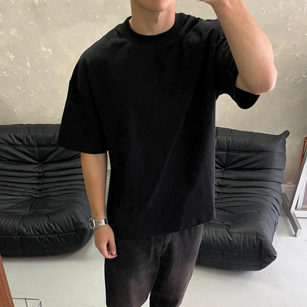 Frost Clothing 100% Cotton, 305GSM, Blank Black Boxy Streetwear Tee