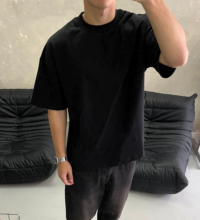 Frost Clothing 100% Cotton, 305GSM, Blank Black Boxy Streetwear Tee