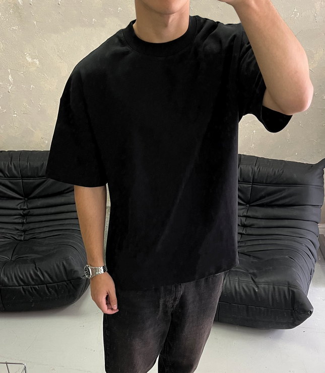 Frost Clothing 100% Cotton, 305GSM, Blank Black Boxy Streetwear Tee