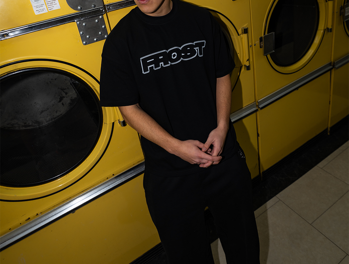 Frost Clothing Chrome Outline Logo Oversized Boxy Streetwear 300GSM Graphic T-Shirt 