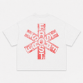 Frost Clothing Asterisk Graphic T-Shirt Chalk White | Red Hot Chili Peppers Inspired 305GSM Heavyweight Boxy Fit | Front Back Print UK Streetwear
