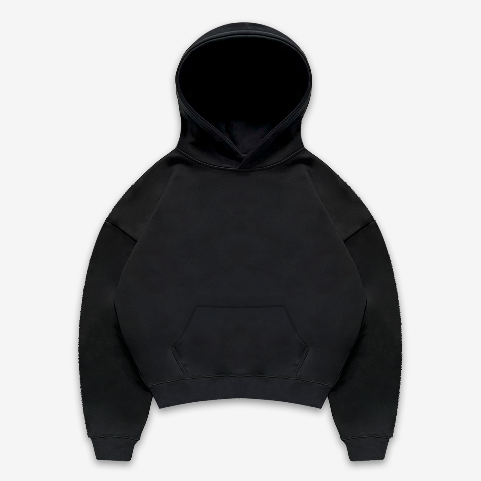 Frost Clothing Blank Heavyweight Hoodie Jet Black | 500GSM Boxy Oversized Pullover | UK Streetwear