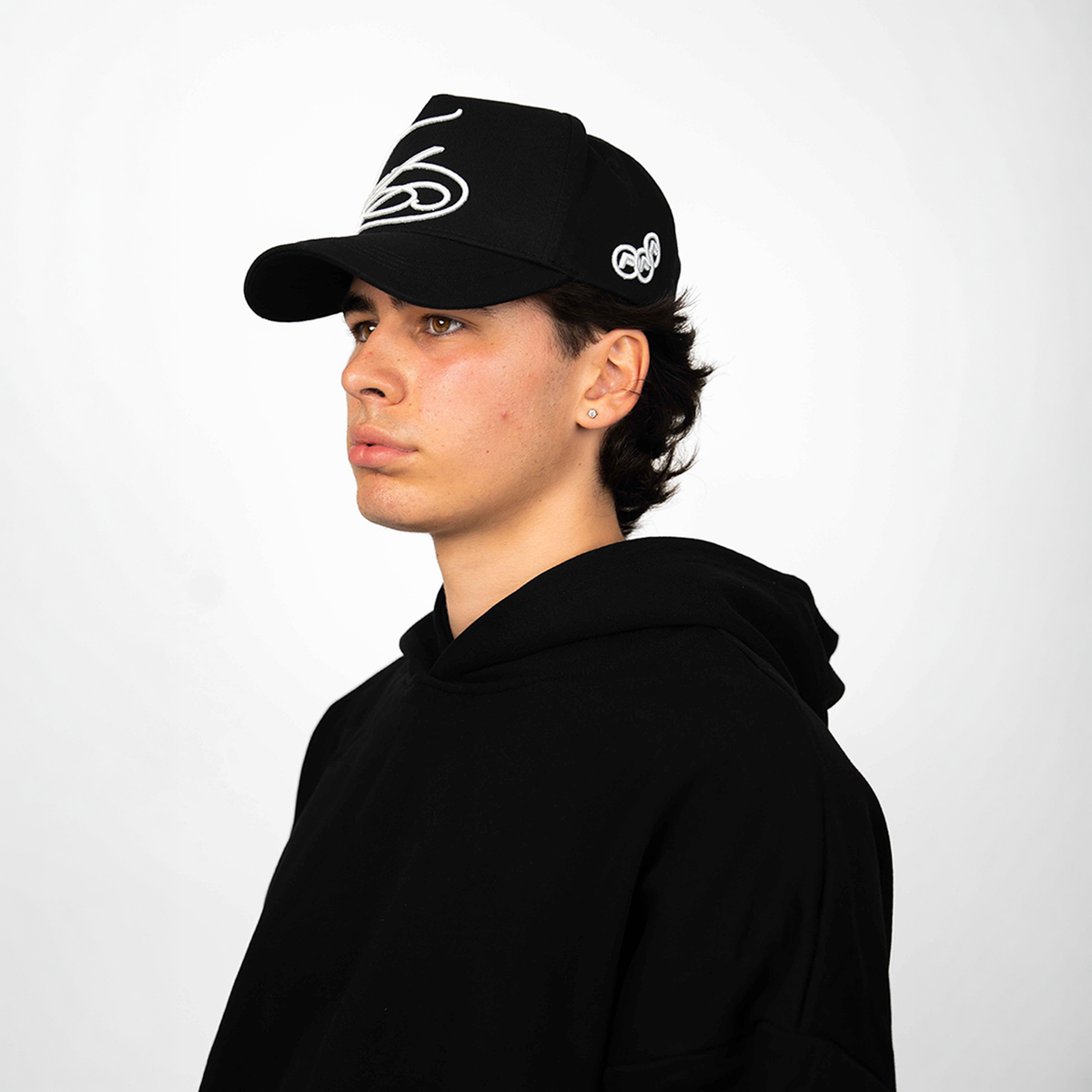 Frost Clothing Cursive Cap Jet Black | 3D Wrap Around Embroidery One Size | Streetwear Cap UK