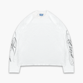 Frost Clothing Cursive Long Sleeve T-Shirt Chalk White | 240GSM Boxy Oversized Fit Sleeve Print | UK Streetwear