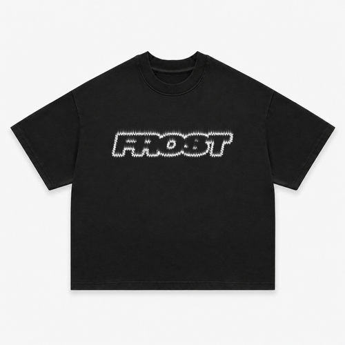 Frost Clothing Flame Logo Graphic T-Shirt Jet Black | 305GSM Heavyweight Boxy Fit | Fire Graphic UK Streetwear