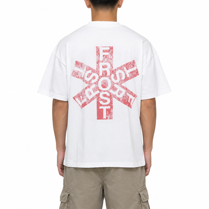 Frost Clothing Asterisk Graphic T-Shirt Chalk White | Red Hot Chili Peppers Inspired 305GSM Heavyweight Boxy Fit | Front Back Print UK Streetwear